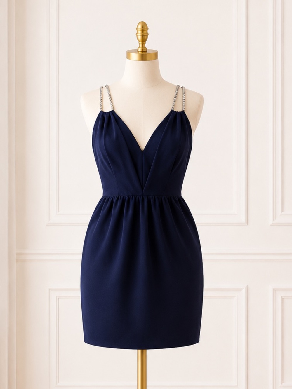 Halston Heritage Justin Navy Crystal Strap Pocket Dress Size 8 NWT